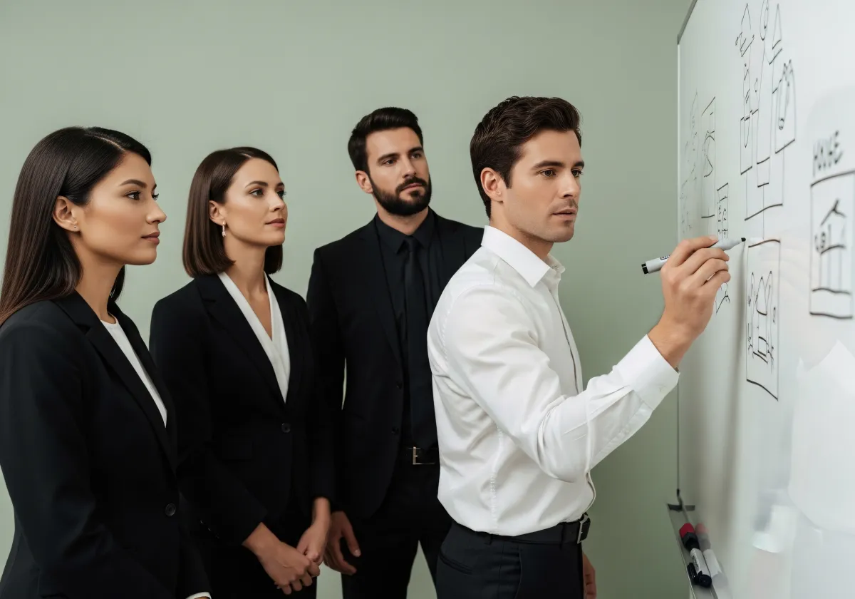 Beratung am Tisch Dokumente besprechend